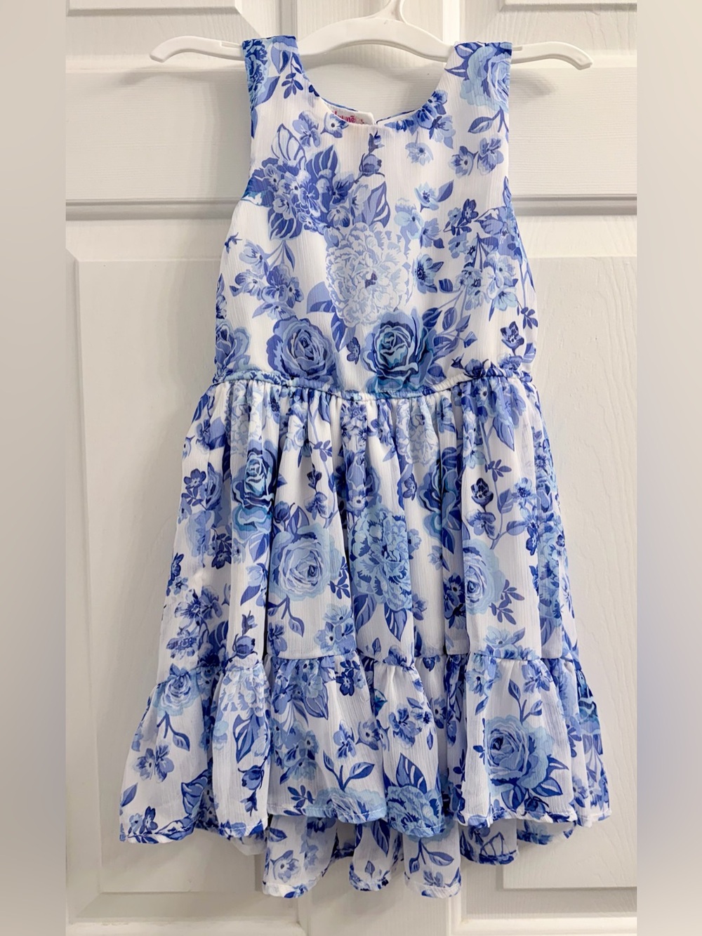 Blue Floral Tiered Girls Dress - Elegant Sundress